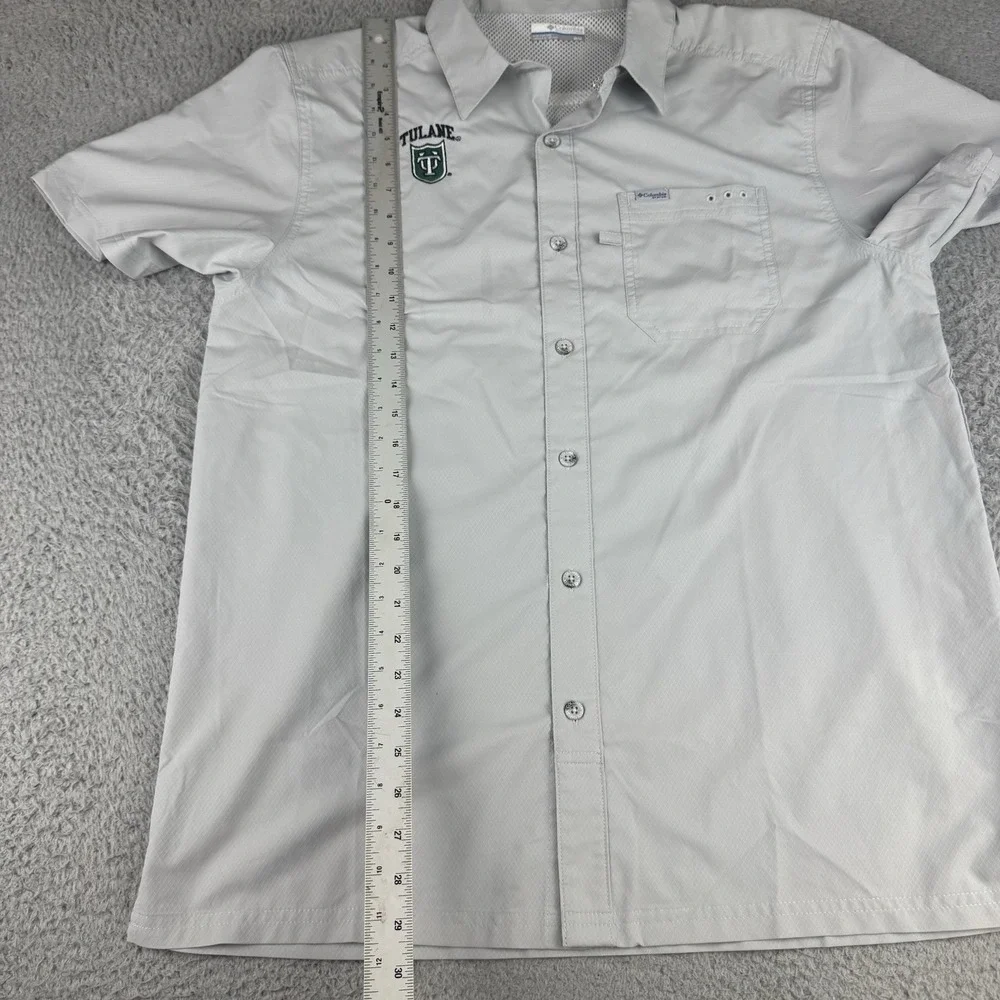 Columbia PFG Shirt Mens Medium Gray Omni-Shade Performance Fishing Tulane